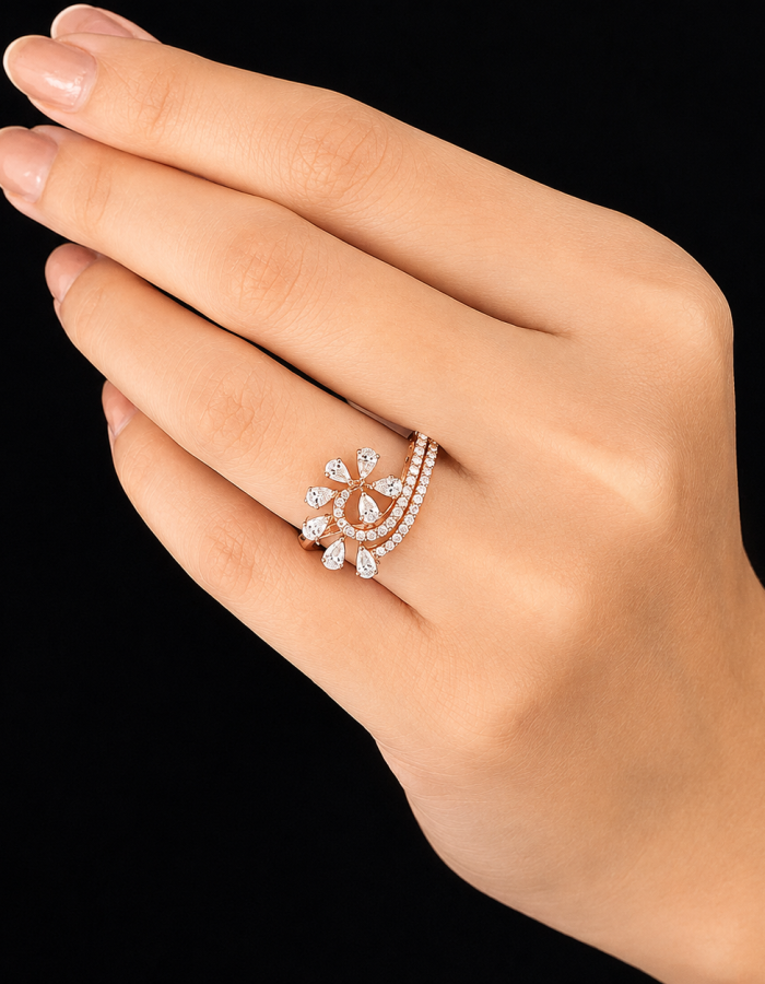 Floral Leaf Diamond Ring